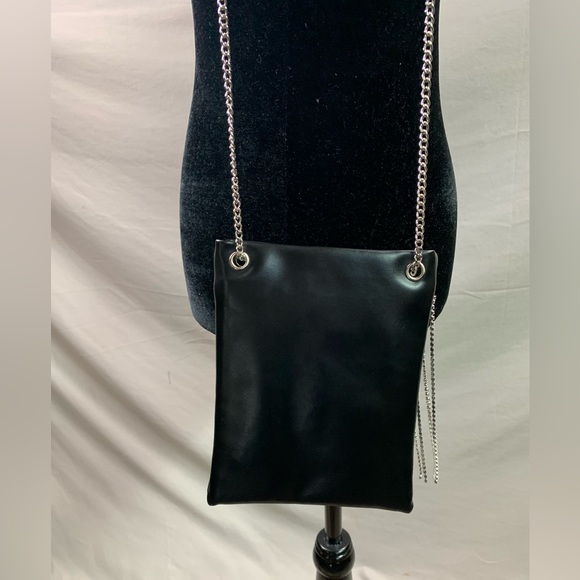 Black Shiny Glitter Bling Rhinestone Vegan Leather Shoulder Bag - Picture 8 of 9